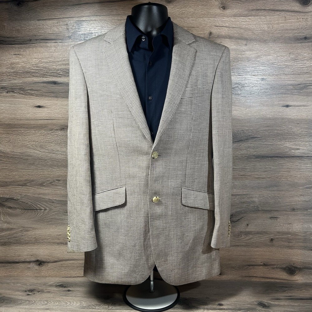 INDOCHINO Blazer Men's 40R Beige Wool & Linen Suit Jacket Blazer‎ excellent